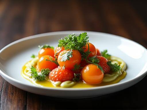 繊細に飾り付けられた料理